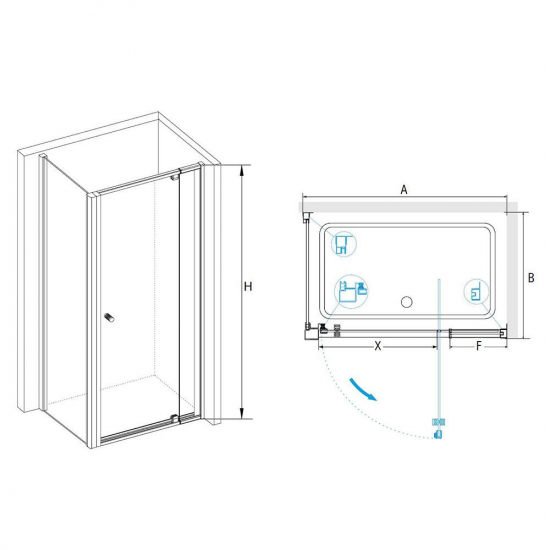 Душевой уголок RGW Passage PA-44-1 (PA-02 + Z-060-1) 100x80x185 стекло прозрачное, профиль хром