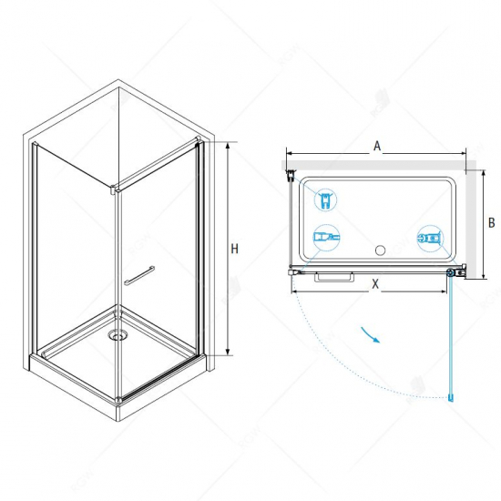 Душевой уголок RGW Passage PA-48 90x100 стекло прозрачное, профиль хром
