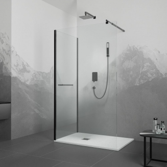 Душевой уголок RGW Walk In WA-005-1B 70x80 стекло прозрачное, профиль чёрный