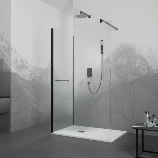Душевой уголок RGW Walk In WA-005-1B 70x80 стекло прозрачное, профиль чёрный