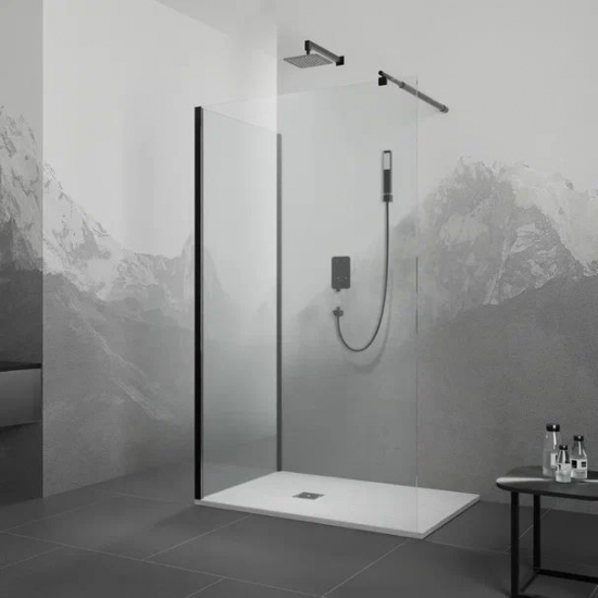 Душевой уголок RGW Walk In WA-005B 80x90 стекло прозрачное, профиль чёрный