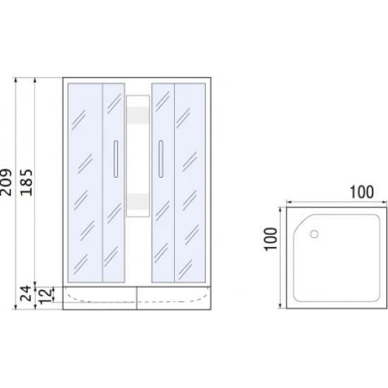 Душевой уголок RIVER Morava XL 100/24 MT без поддона