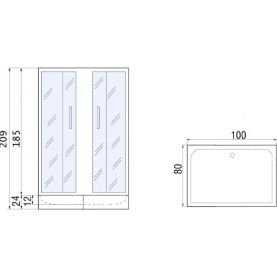 Душевой уголок RIVER Morava XL 100/80/24 МТ без поддона
