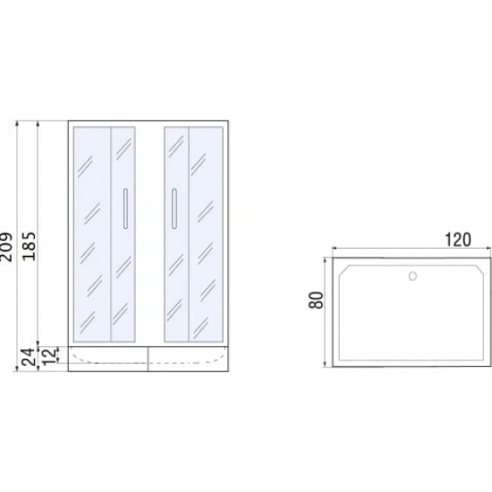 Душевой уголок RIVER Morava XL 120/80/24 МТ без поддона