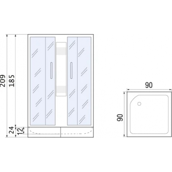 Душевой уголок RIVER Morava XL 90/24 MT без поддона