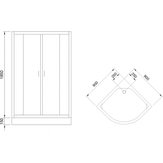 Душевой уголок ROYAL BATH RB 90HK-C-BL 90x90x200 стекло матовое, профиль чёрный
