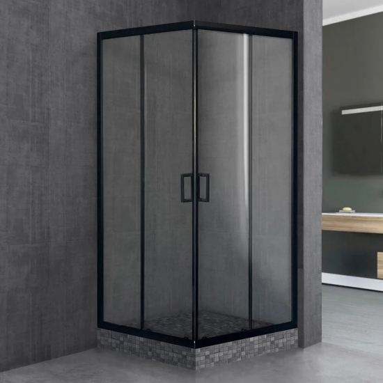 Душевой уголок ROYAL BATH RB HPD-T-BL 90x80x185 стекло прозрачное, профиль чёрный