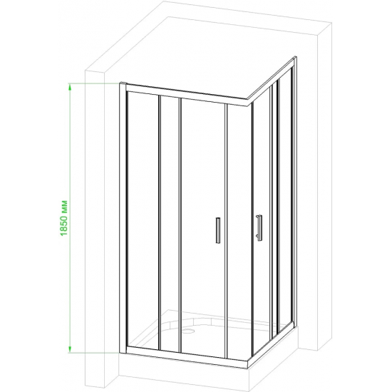 Душевой уголок ROYAL BATH RB HPD-T-BL 90x80x185 стекло прозрачное, профиль чёрный