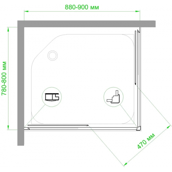 Душевой уголок ROYAL BATH RB HPD-T-BL 90x80x185 стекло прозрачное, профиль чёрный