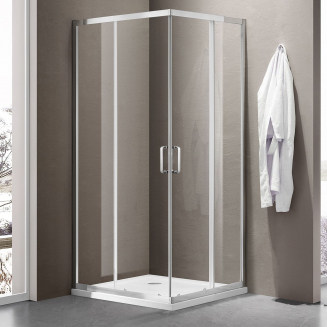 Душевой уголок SANTREK AQUA Iris-CR-800-C-Chrome 80x80 стекло прозрачное, профиль хром