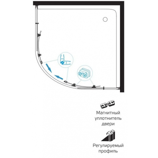 Душевой уголок SANTREK AQUA Iris-R-1000-G-Chrome 100x100 стекло грейп, профиль хром