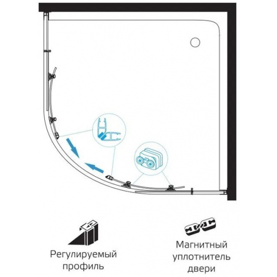 Душевой уголок SANTREK AQUA Iris-R-800-C-Chrome 80x80 стекло прозрачное, профиль хром