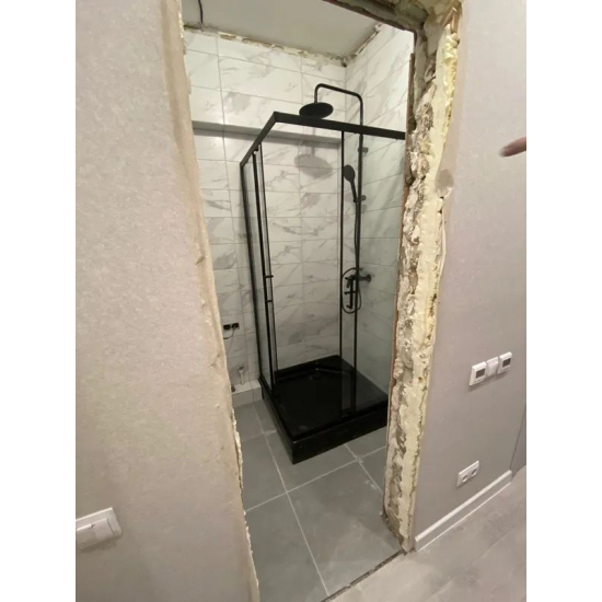 Душевой уголок SANTREK AQUA Lea-CR-1000*900-C-Matt Black 100x90 профиль чёрный