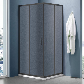 Душевой уголок SANTREK AQUA Lea-CR-900-G-Matt Black 90x90 стекло грейп, профиль чёрный