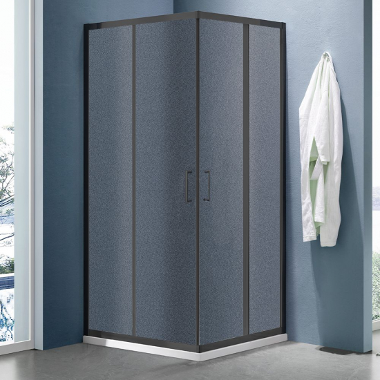 Душевой уголок SANTREK AQUA Lea-CR-900-G-Matt Black 90x90 стекло грейп, профиль чёрный