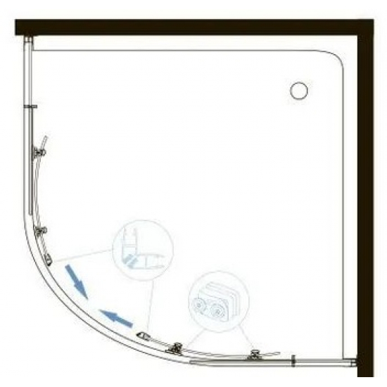 Душевой уголок SANTREK AQUA Lea-R-1000-C-Matt Black 100x100 профиль чёрный