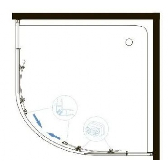 Душевой уголок SANTREK AQUA Lea-R-1200-G-Chrome 120x120 стекло грейп, профиль хром