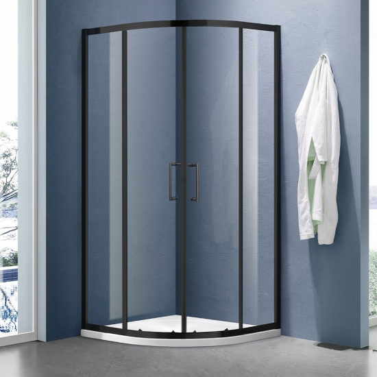 Душевой уголок SANTREK AQUA Lea-R-900-C-Matt Black 90x90 профиль чёрный