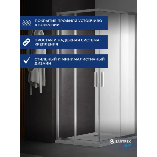 Душевой уголок SANTREK AQUA Time-CR-1000-C-Chrome 100x100 стекло прозрачное, профиль хром