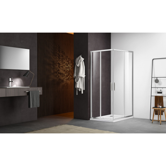 Душевой уголок SANTREK AQUA Time-CR-900-C-Chrome 90x90 стекло прозрачное, профиль хром