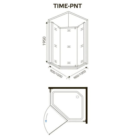 Душевой уголок SANTREK AQUA Time-PNT-1000-C-Matt Black 100x100 стекло прозрачное, профиль чёрный