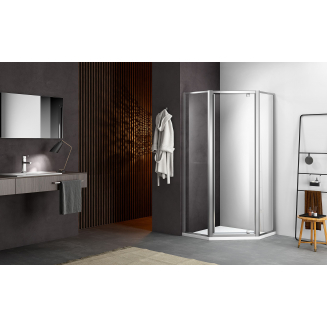 Душевой уголок SANTREK AQUA Time-PNT-900-G-Chrome 90x90 стекло грейп, профиль хром