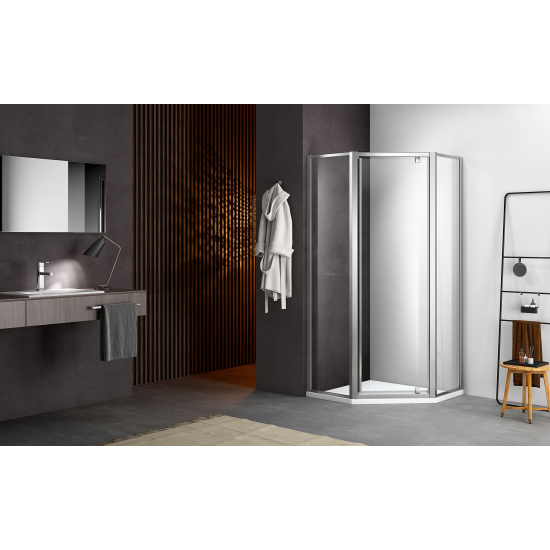 Душевой уголок SANTREK AQUA Time-PNT-900-G-Chrome 90x90 стекло грейп, профиль хром
