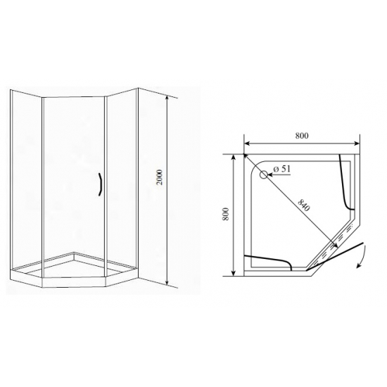 Душевой уголок TIMO BY-839 80x80x200 80C Clean Glass стекло прозрачное, с поддоном