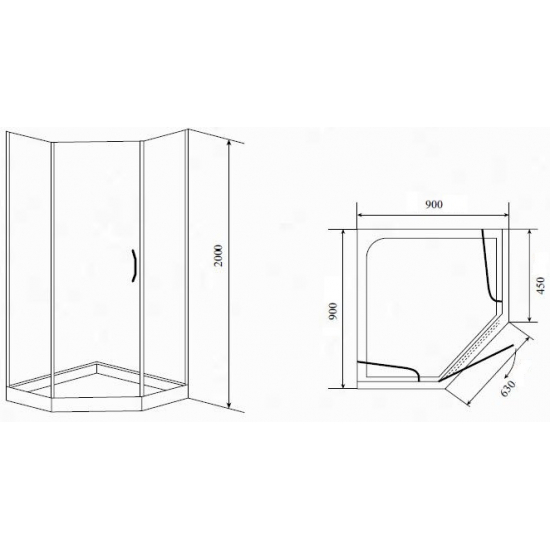 Душевой уголок TIMO BY-839 90x90x200 90C Clean Glass стекло прозрачное, с поддоном