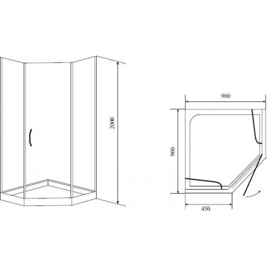 Душевой уголок TIMO BY-839 90x90x200 90F Fabric Glass стекло матовое, с поддоном