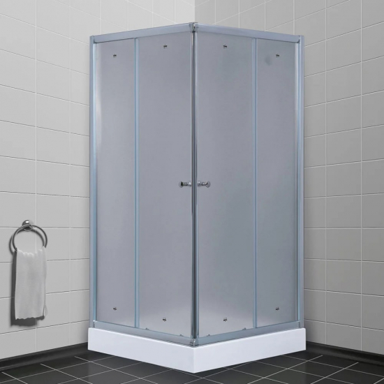 Душевой уголок TIMO TL-8002 80x80x200 Fabric Glass стекло матовое, перофиль хром с поддоном