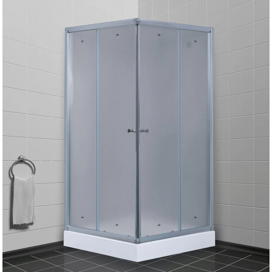Душевой уголок TIMO TL-9002 90x90x200 Fabric Glass стекло матовое, профиль хром с поддоном