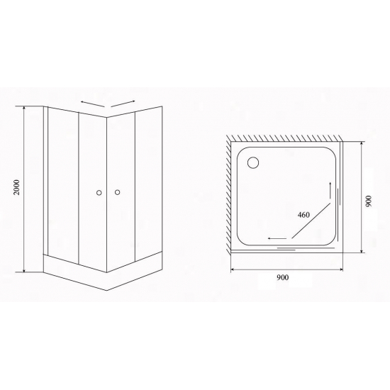 Душевой уголок TIMO TL-9002 90x90x200 Fabric Glass стекло матовое, профиль хром с поддоном