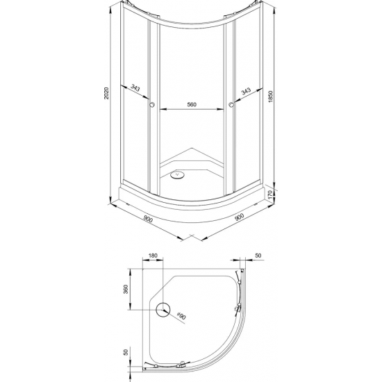 Душевой уголок ТРИТОН Альфа-Хром 90x90x202 с поддоном