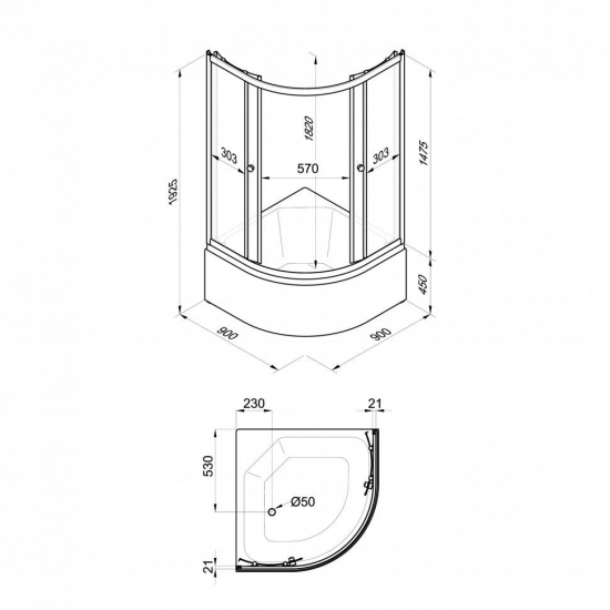 Душевой уголок ТРИТОН Лайт Б 90x90x192 с высоким поддоном