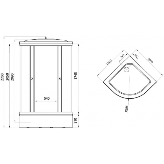 Душевой уголок ТРИТОН Лайт В 100x100x205 со средним поддоном