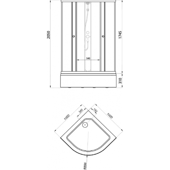 Душевой уголок ТРИТОН Риф B 100x100x205 с поддоном