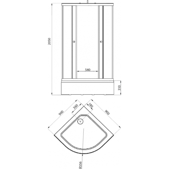 Душевой уголок ТРИТОН Стандарт В 90x90x205 полосы, с поддоном