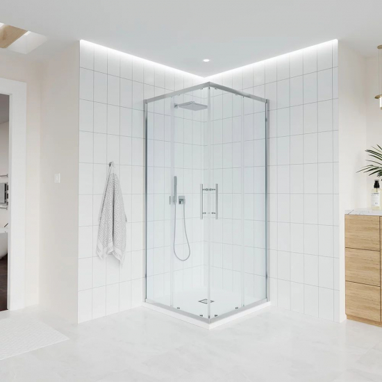 Душевой уголок VECONI Evo 300 CH 100x90 стекло прозрачное, профиль хром