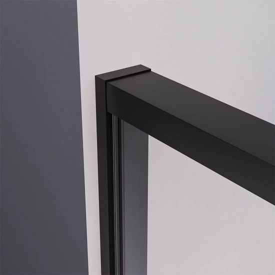 Душевой уголок VECONI Premium Prato 300 SP B-L 130x90 левый, стекло прозрачное, профиль чёрный