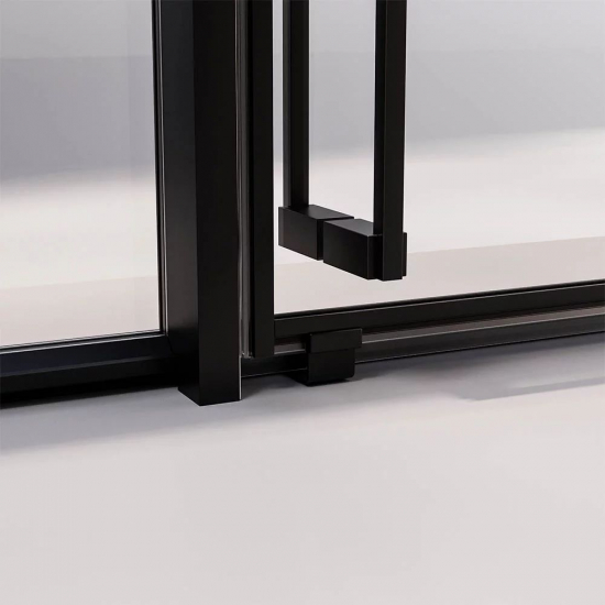 Душевой уголок VECONI Premium Prato 300 SP B-R 150x80 правый, стекло прозрачное, профиль чёрный