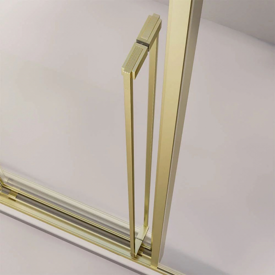 Душевой уголок VECONI Premium Prato 300 SP G-L 140x100 левый, стекло прозрачное, профиль золотой