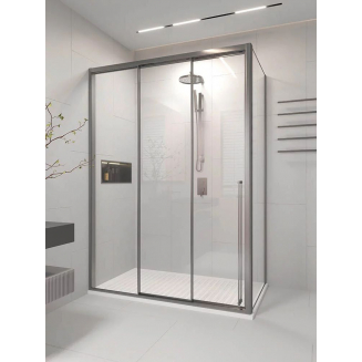 Душевой уголок VECONI Premium Prato 300 SP GR-L 110x80 левый, стекло прозрачное, профиль графит