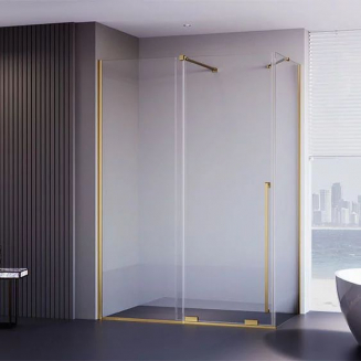 Душевой уголок VECONI Premium Trento PTC-SP-50G 120x90, стекло прозрачное, профиль золотой