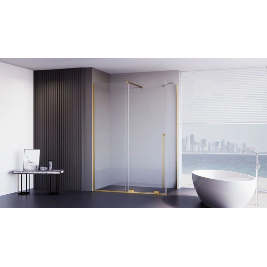 Душевой уголок VECONI Premium Trento PTC-SP-50G 120x90, стекло прозрачное, профиль золотой