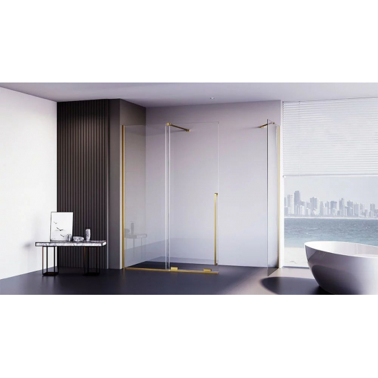 Душевой уголок VECONI Premium Trento PTC-SP-50G 120x90, стекло прозрачное, профиль золотой