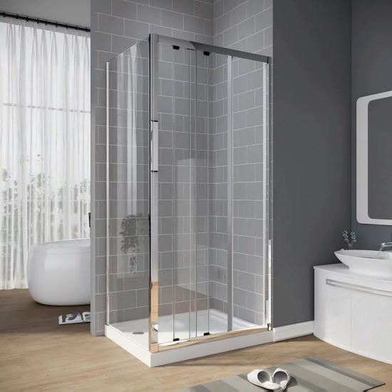 Душевой уголок VECONI Rovigo RV-028 110x70 стекло прозрачное, профиль хром