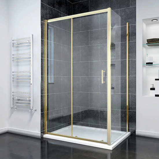 Душевой уголок VECONI Rovigo RV-055G 120x70 стекло прозрачное, профиль золотой