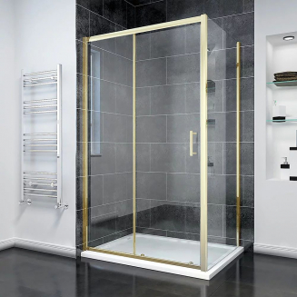Душевой уголок VECONI Rovigo RV-055G 140x90 стекло прозрачное, профиль золотой