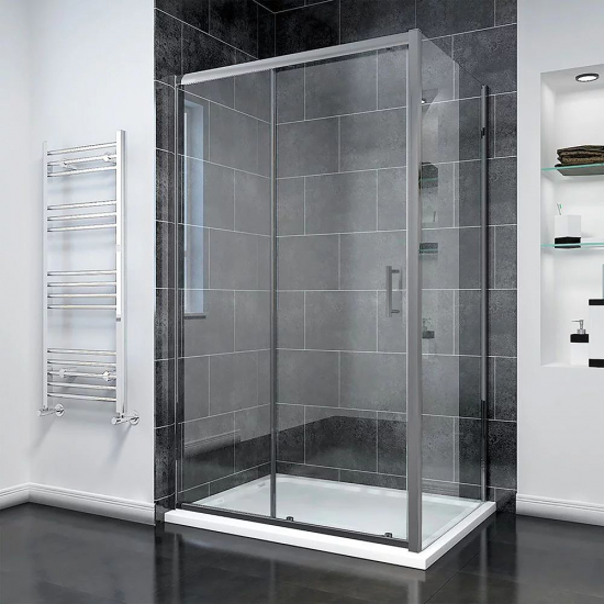 Душевой уголок VECONI Rovigo RV-055GM 130x80 стекло прозрачное, профиль графит